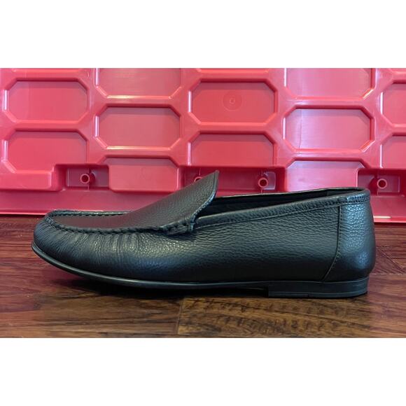 $825 NIB Bally Black Pebbled Leather Driver Loafers Moccasins Slip On 8(41)D main image 5